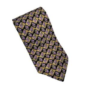 Robert Talbott Nordstrom Silk Tie Geometric Purple & Gold Pattern Handsewn USA